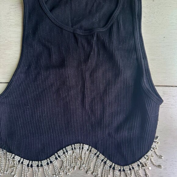Zara Tops - Zara Beaded Black Crop Top
